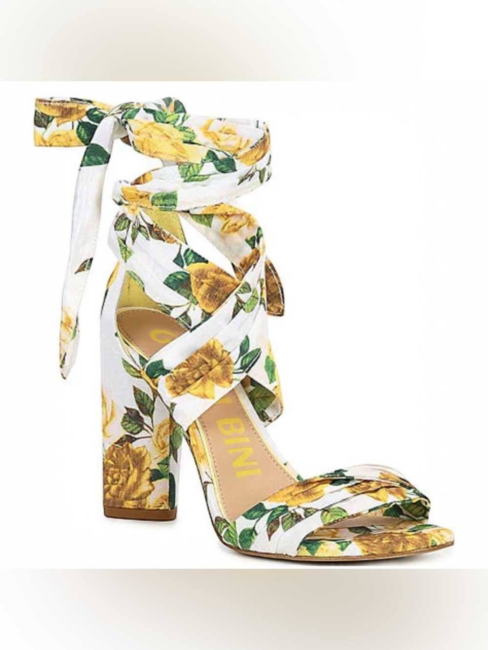 GIANNI BINI Astraahh Floral Ankle Wrap Dress Sandals Block Heels Sz 8.5 NEW